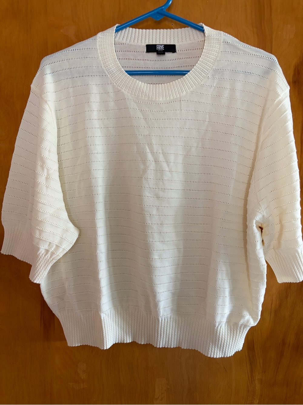 FRYE Cream Open-Stitch Crew Neck Sweater